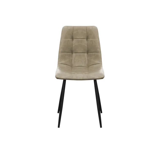 Friska Dining Chair - Taupe (Faux Leather) - 4 - Modern upholstered chair, beige leather seat, minimalist design, sleek
