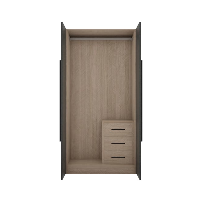 Lucca 2 Door Wardrobe 3 - Graphite Linen, Herringbone Oak - 0