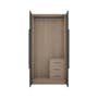 Lucca 2 Door Wardrobe 3 - Graphite Linen, Herringbone Oak - 0