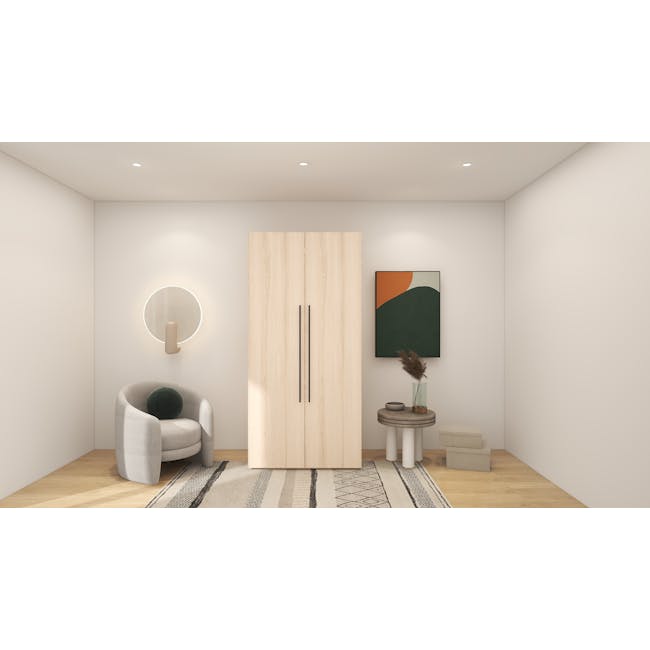 Lucca 2 Door Wardrobe 3 - Graphite Linen, Herringbone Oak - 5