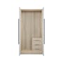 Lucca 2 Door Wardrobe 3 - Matte White, White Oak - 0
