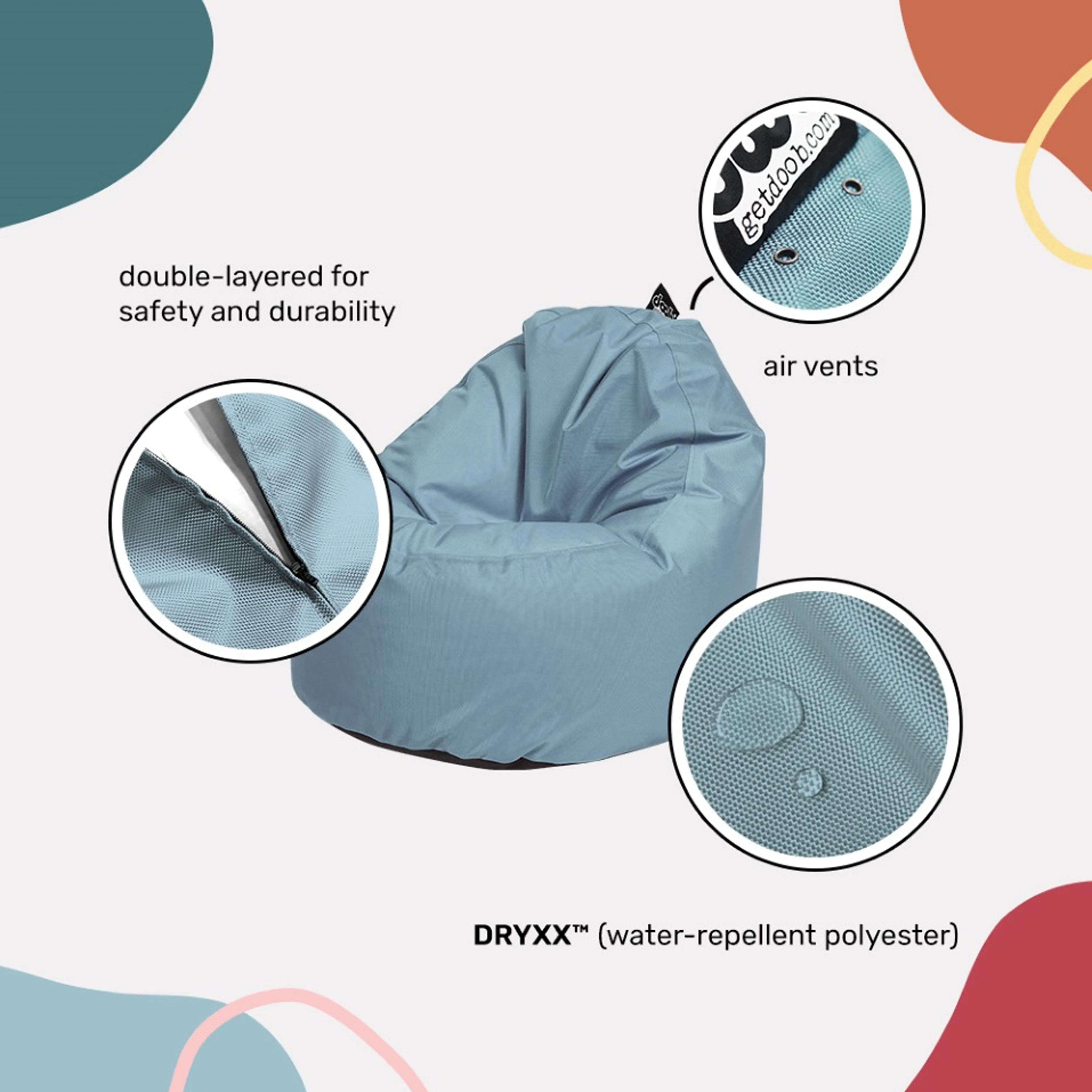 Doob Oomph Mini Bean Bag Chair - Jet Black (Water Repellent), doob