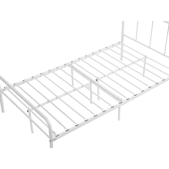 Owen Super Single Metal Bed - White - 7 - White metal bunk bed frame, minimalist design, clean lines, adjustable height