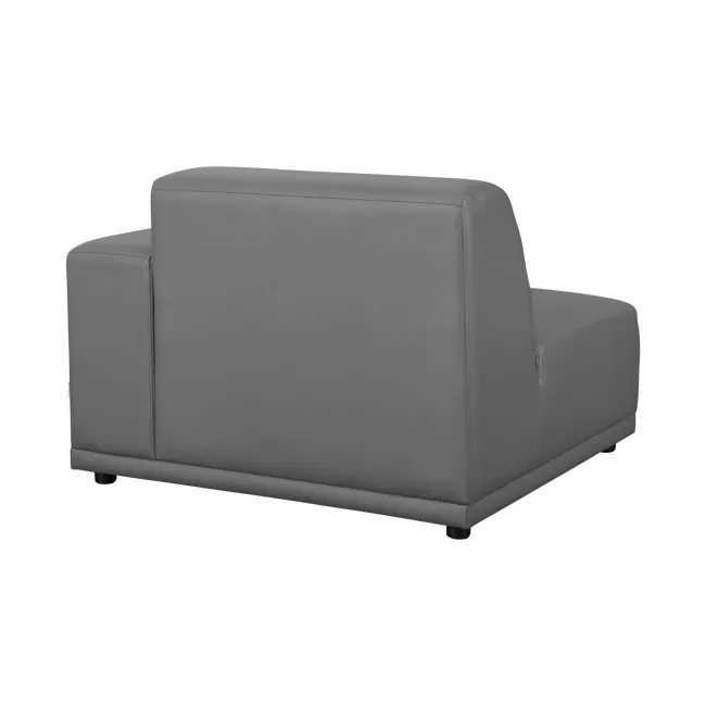 Milan 3 Seater Sofa with Ottoman - Smokey Grey (Faux Leather) - 13 - Grey upholstered sofa, sleek design, modern style