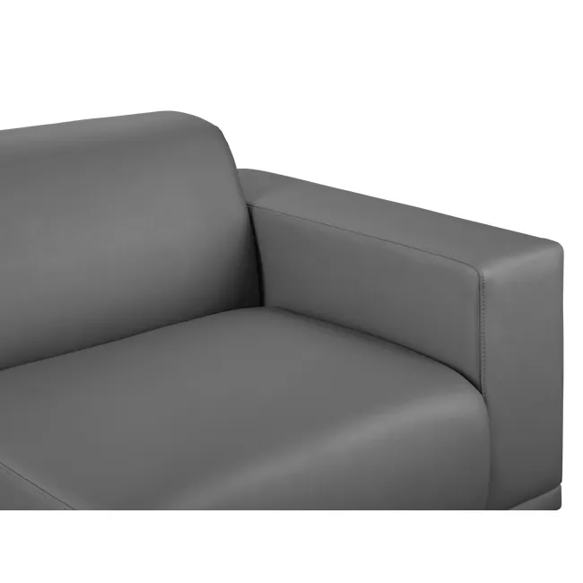 Milan 4 Seater Sofa with Ottoman - Smokey Grey (Faux Leather) - 9 - Leather sofa, gray upholstery, smooth texture
