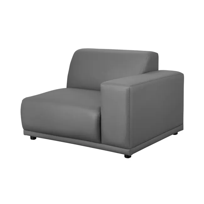 Milan 4 Seater Sofa with Ottoman - Smokey Grey (Faux Leather) - 10 - Modern gray leather sofa, sleek design, comfortable