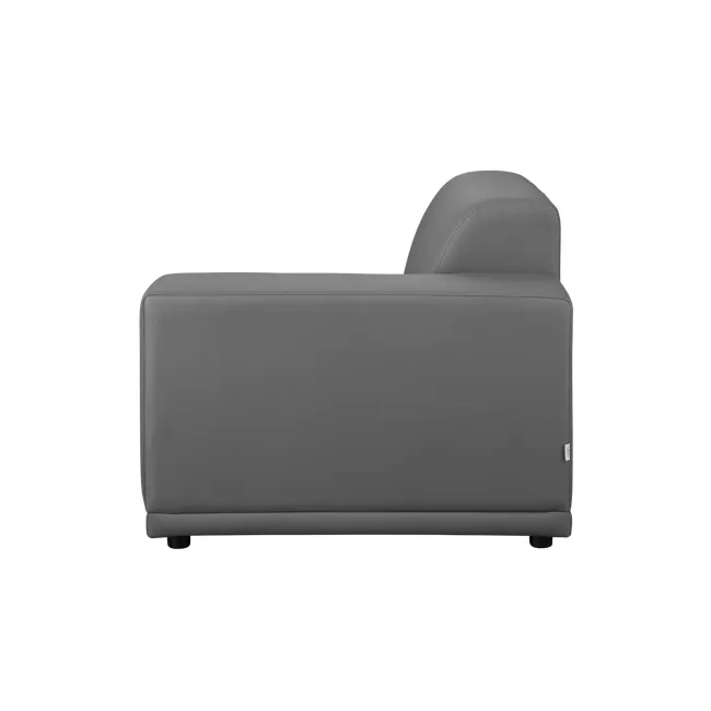 Milan 4 Seater Sofa with Ottoman - Smokey Grey (Faux Leather) - 11 - Modern gray leather sofa, sleek design, comfortable