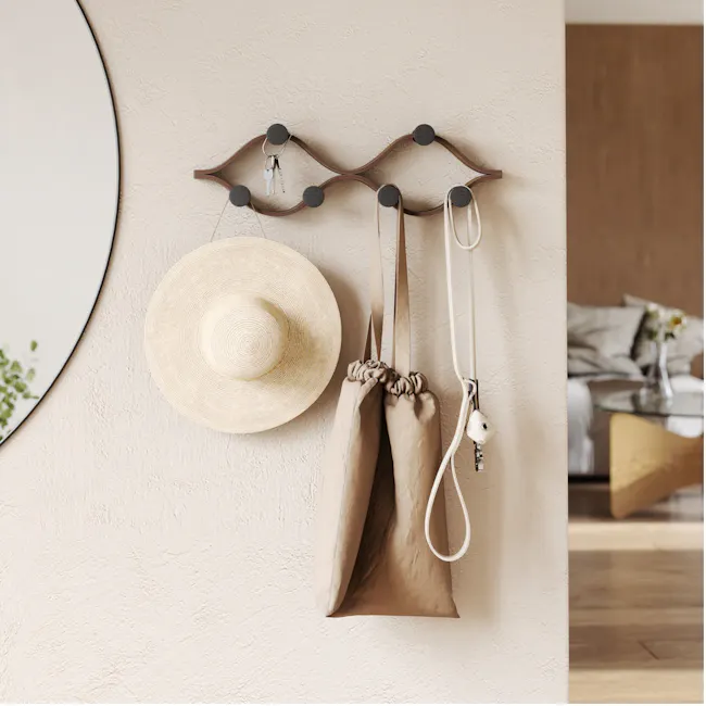 Montage 6 Wall Hook - Black, Walnut - 2