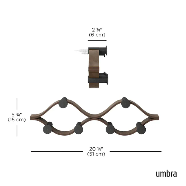Montage 6 Wall Hook - Black, Walnut - 6