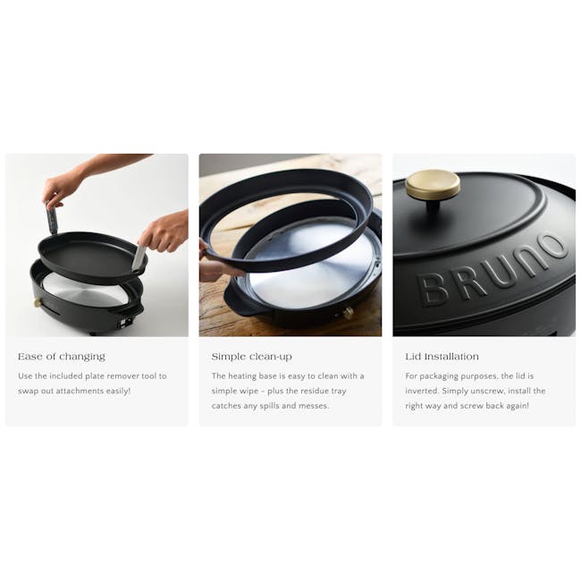 BRUNO Oval Hotplate - Rose Milk Tea - 6 - Easy to change, Simple clean-up, Lid Installation, Residue tray catches spills