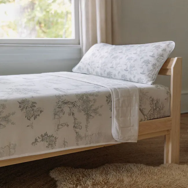 House of Holly Quilted Blanket - Garden Toile (Silver) - 4