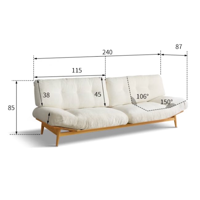 Miyake 3 Seater Sofa - White Boucle - 7