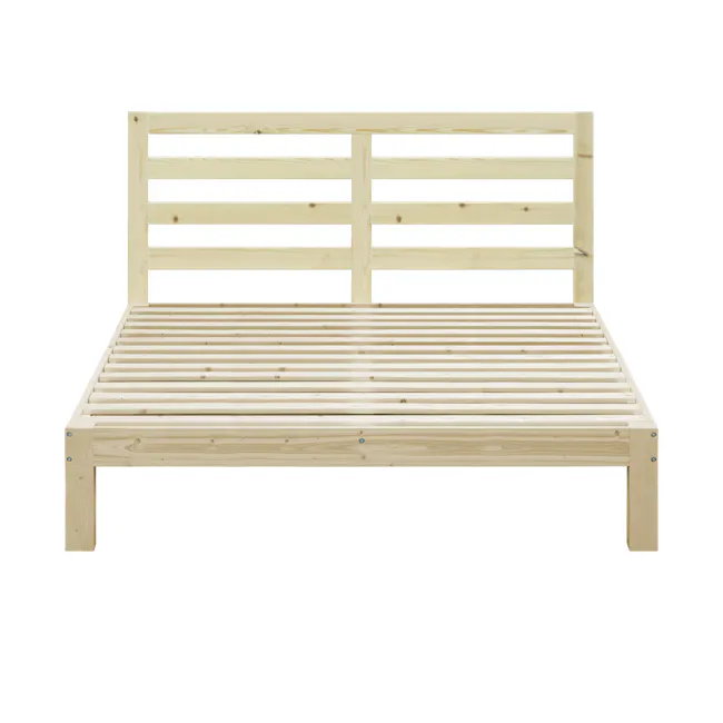 Katana Queen Wooden Bed - Headboard Only - 2 - Wooden bed frame, light wooden slats, minimalist design, natural wood finish