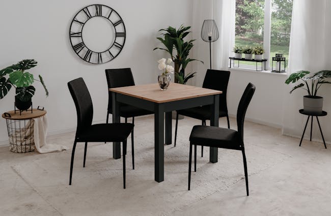 Jonah Extendable Dining Table 0.8m-1.2m - Black, Oak - 12