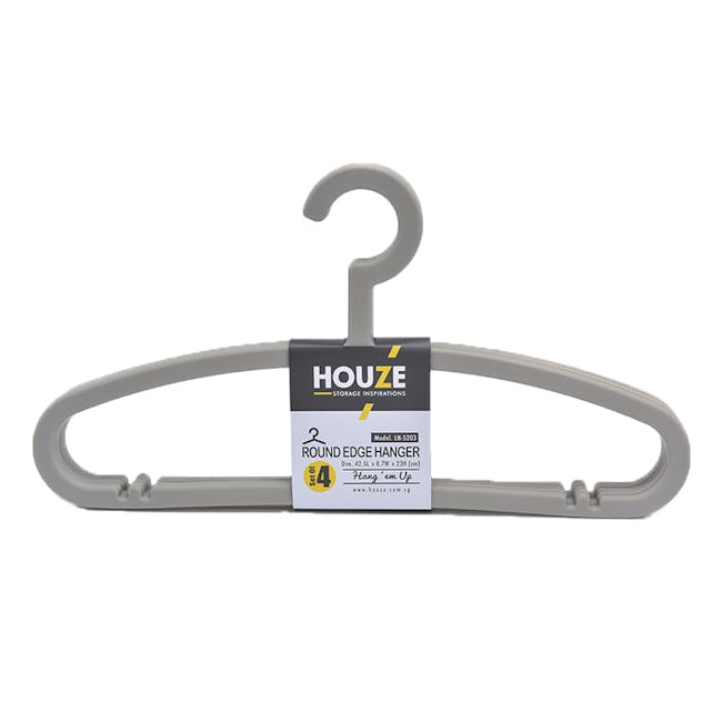 HOUZE Round Edge Hanger (Set of 4) - Grey - 0