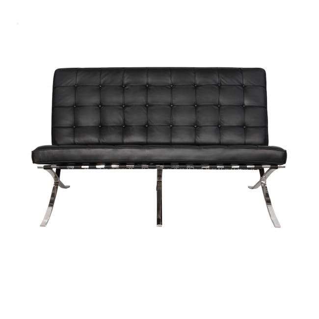 Benton 2 Seater Sofa with Benton Chair - Black (Genuine Cowhide) - 2