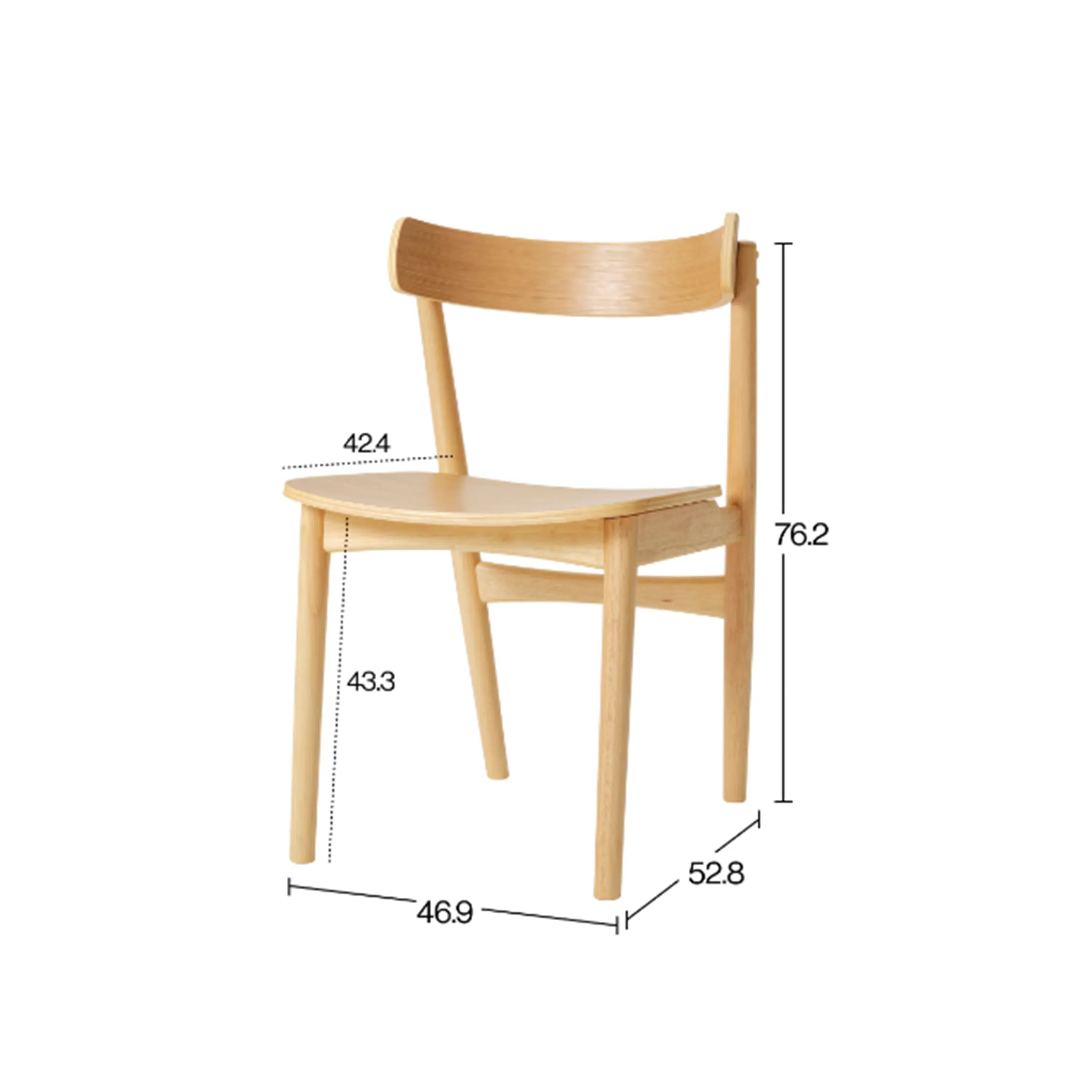 Benn Dining Chair - 11 - Wooden chair, minimalist design, light wood finish, ergonomic shape, 4 cm seat height, 3 cm