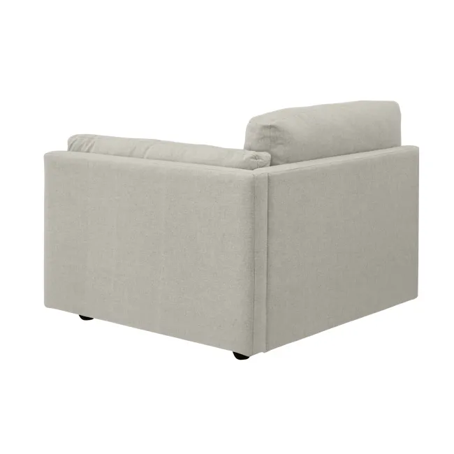 Liam 3 Seater Sofa - Ivory (Fabric) - 7 - Modern gray sofa, minimalist design, comfortable seating, sleek fabric, soft