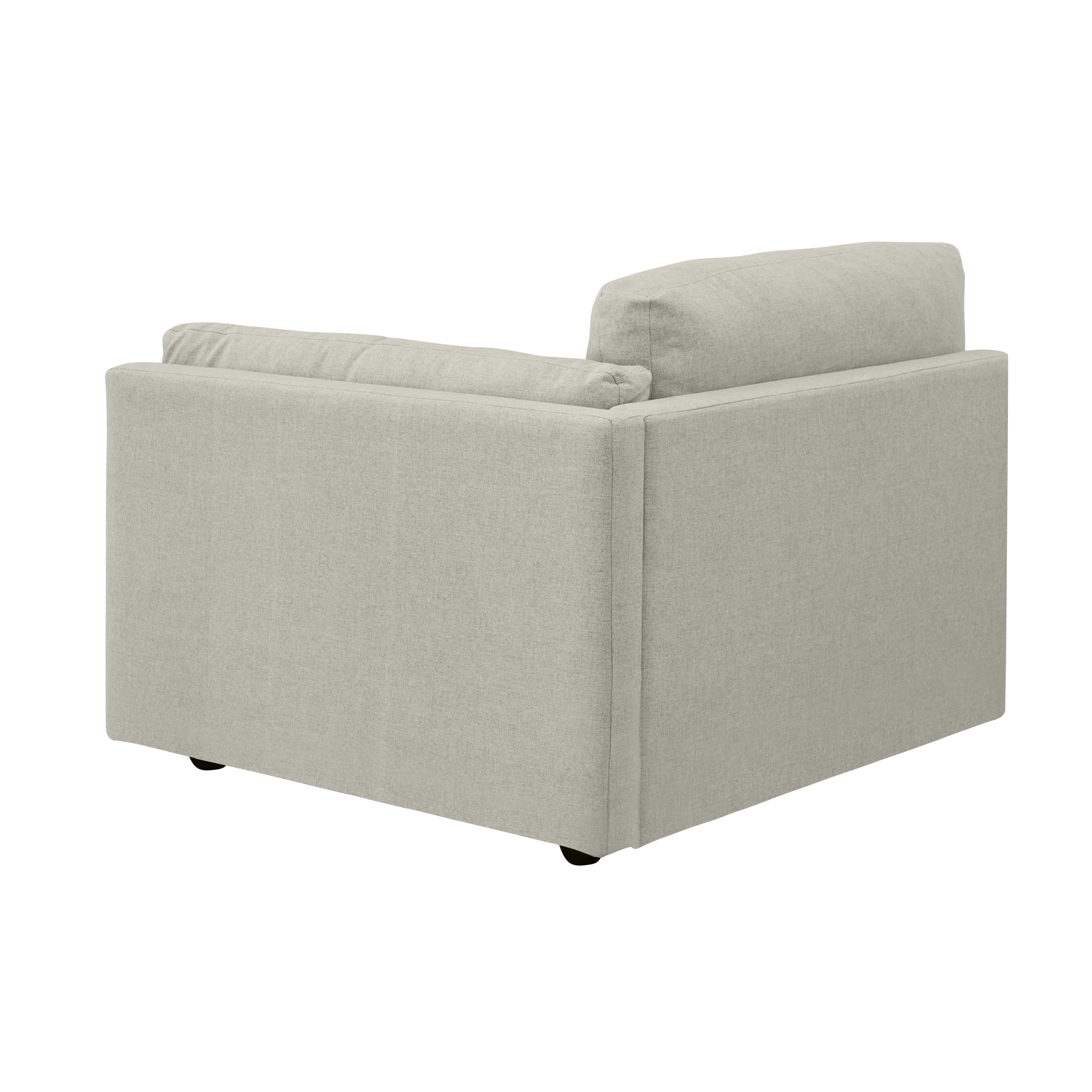 Liam 4 Seater Extended Sofa - Ivory (Fabric) - 10 - Modern gray sofa, minimalist design, comfortable seating, sleek fabric