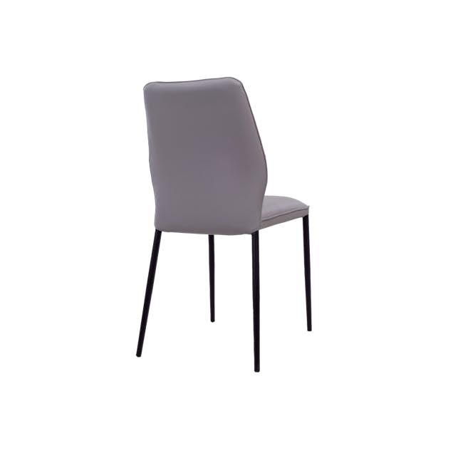 Alma Dining Chair - Light Grey (Faux Leather) - 4 - Modern minimalist dining chair, sleek design, gray upholstered seat