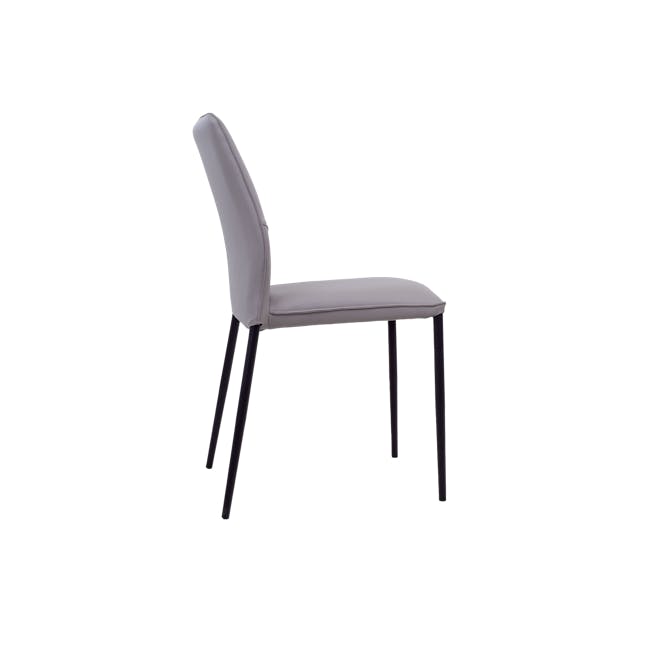 Alma Dining Chair - Light Grey (Faux Leather) - 2 - Modern minimalist dining chair, sleek design, light gray upholstery