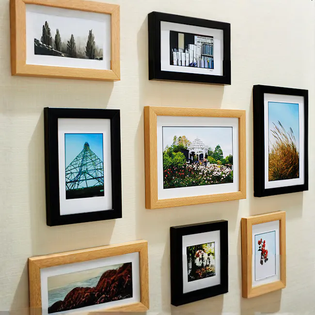 A5 Size Wooden Frame - White - 5 - Elegant garden scene framed in black and white, Tower structure in blue sky framed in