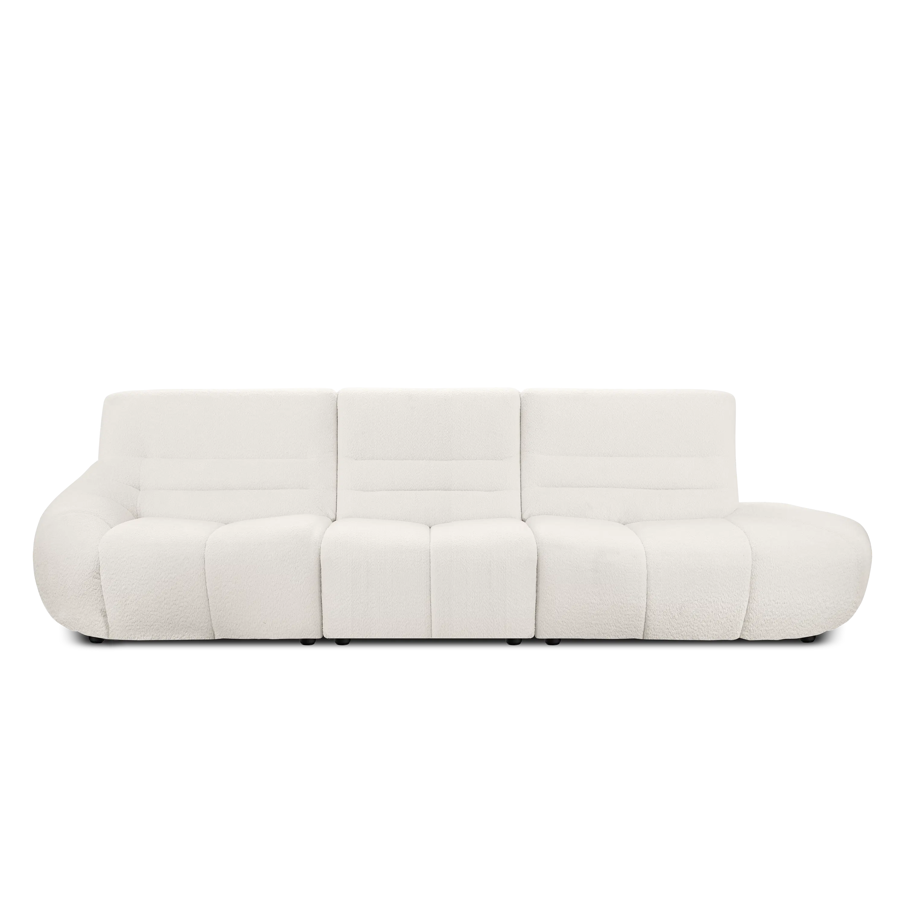 Tara Left Arm Sofa Unit - Beige - 15 - Sleek and modern design with plush, white fabric upholstery., Comfortable seating