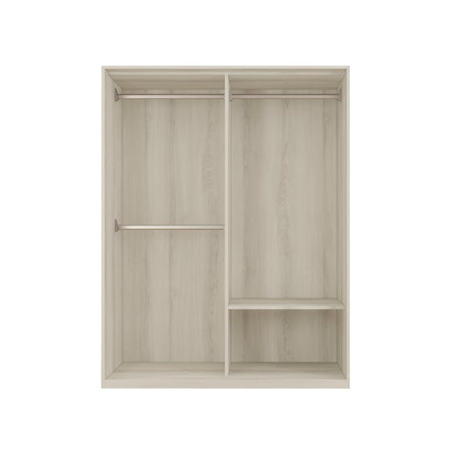 Lorren Sliding Door Wardrobe 1 with Mirror - White Oak - 1