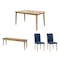 Koa Dining Table 1.5m with Koa Bench 1.4m in Oak with 2 Dahlia Dining Chairs in Navy - 0