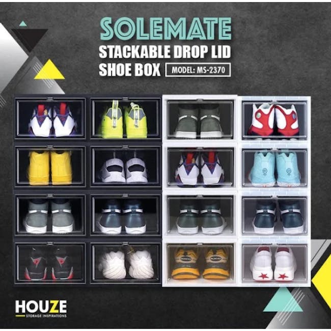 SoleMate Stackable Drop Lid Shoe Box - White (Pack of 2) - 1