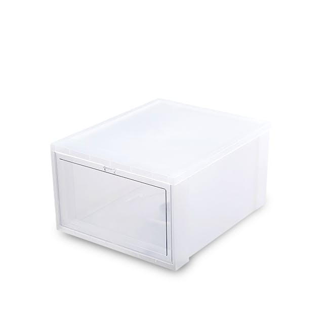 SoleMate Stackable Drop Lid Shoe Box - White (Pack of 2) - 0