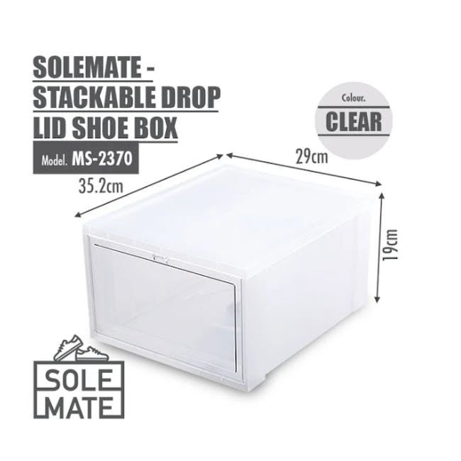 SoleMate Stackable Drop Lid Shoe Box - White (Pack of 2) - 3