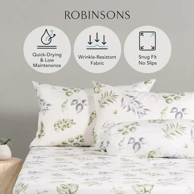 Robinsons Silky Soft Embroidered Microfibre Fitted Sheet Set Core Collection - Floral Print (4 Sizes) - 4