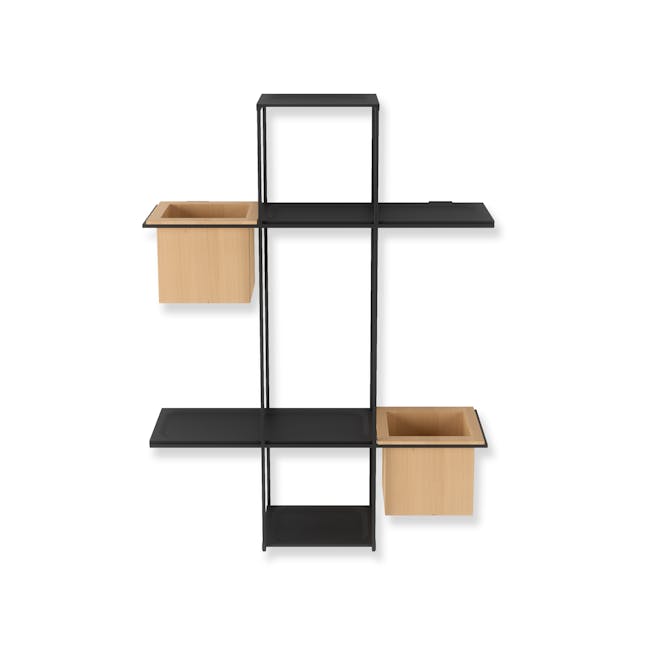 Cubist Multi Wall Shelf - Natural, Black - 0