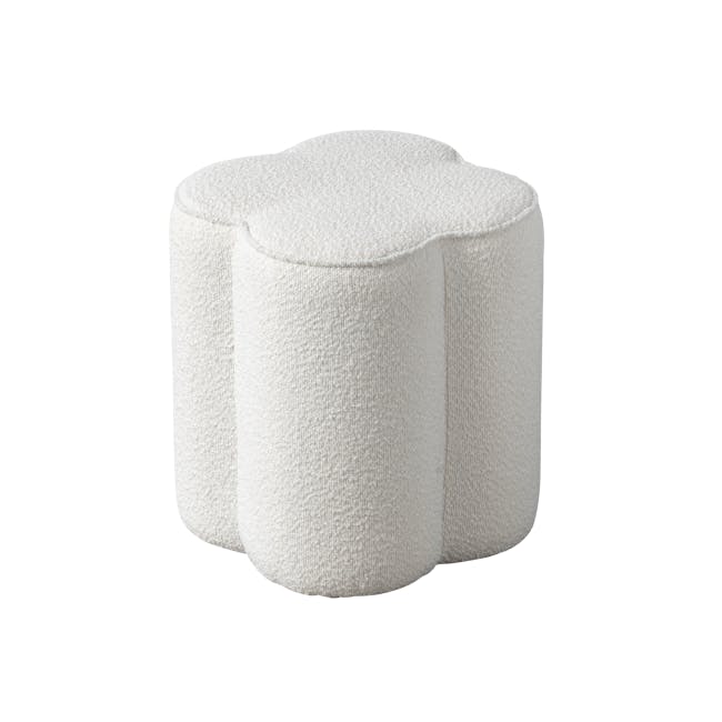 Clover Pouf - White Boucle - 4 - White, fluffy, soft, textured, cozy, comfortable, plush, luxurious, inviting, warm, modern
