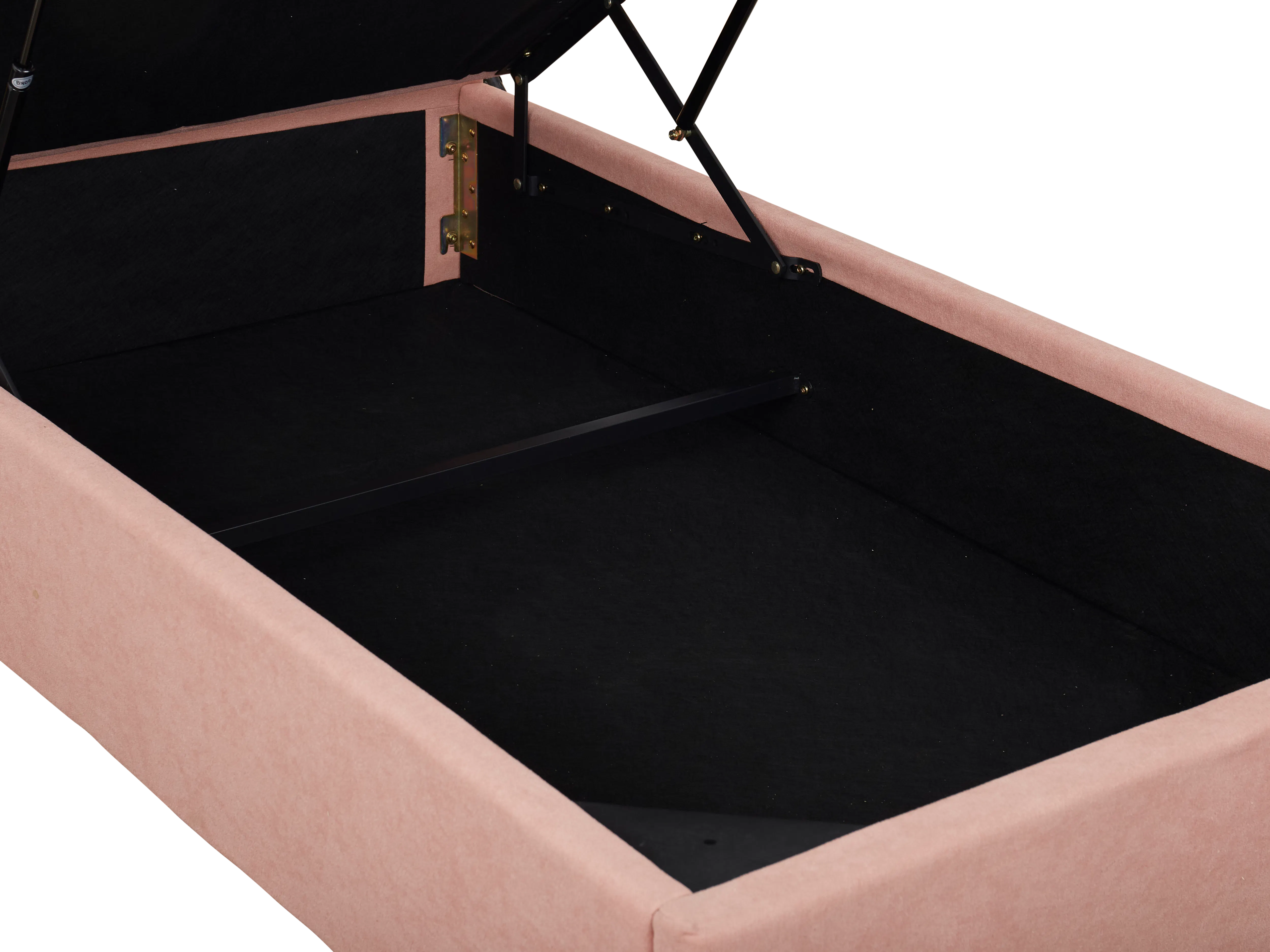 Aspen Single Storage Bed - Blush - 9 - Pink foldable bed frame, black soft mattress, black frame with pink accents, folding