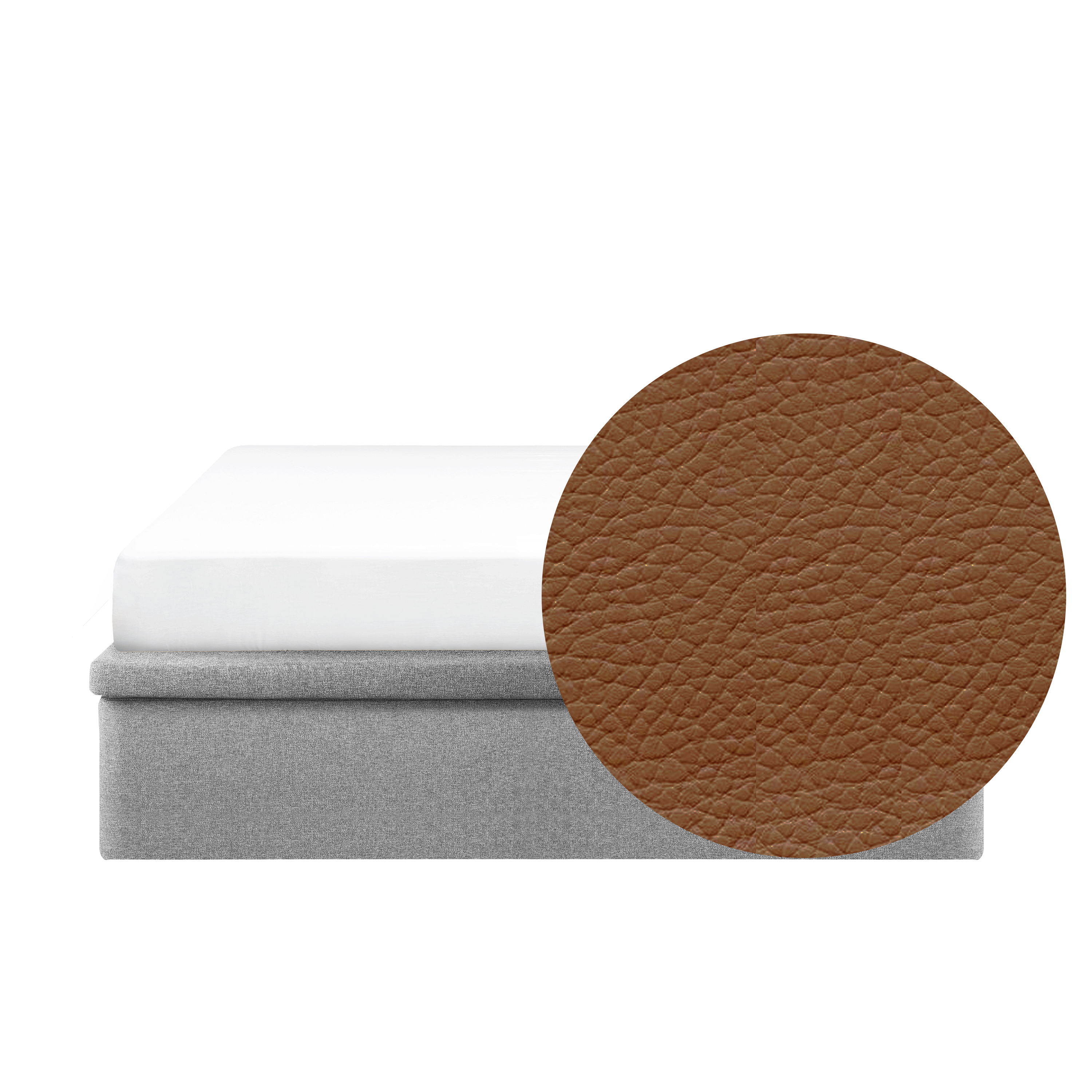 ESSENTIALS Queen Storage Bed - Tan (Faux leather)