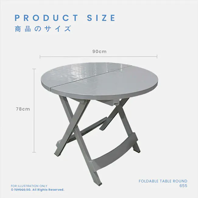 TOYOGO Foldable Round Table - White - 3