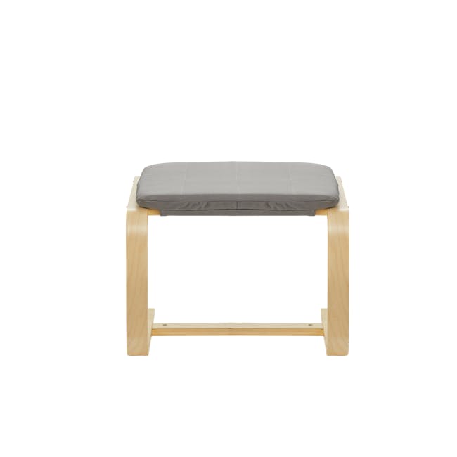 Mizuki Lounge Chair with Ottoman - Light Grey - 11 - Wooden bench, minimalist design, light wood finish, rectangular shape
