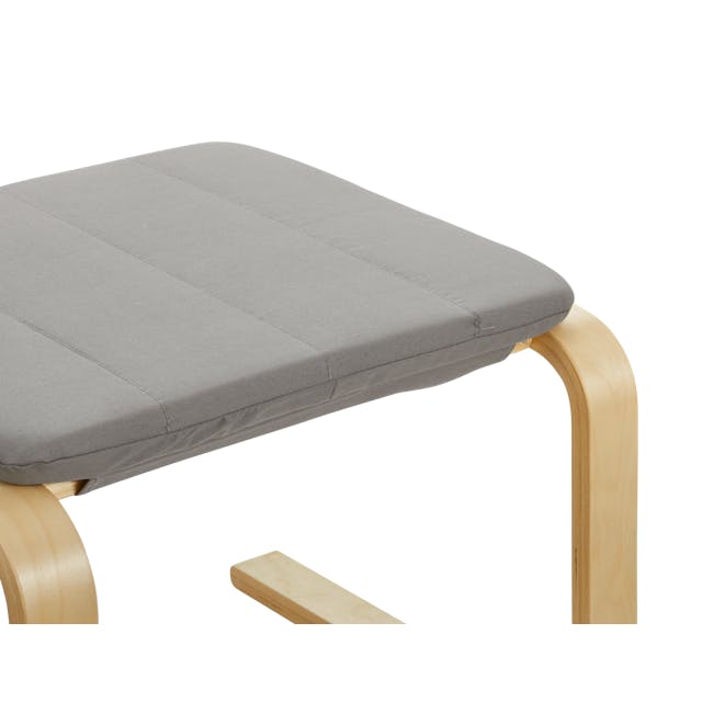 Mizuki Lounge Chair with Ottoman - Light Grey - 13 - Gray upholstered seat, wooden legs, minimalist design, modern