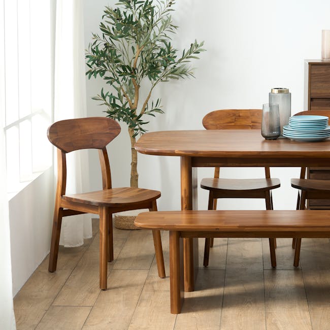 Nuvia Dining Table 1.6m with Nuvia Bench 1.5m and 2 Nuvia Dining Chairs - 3