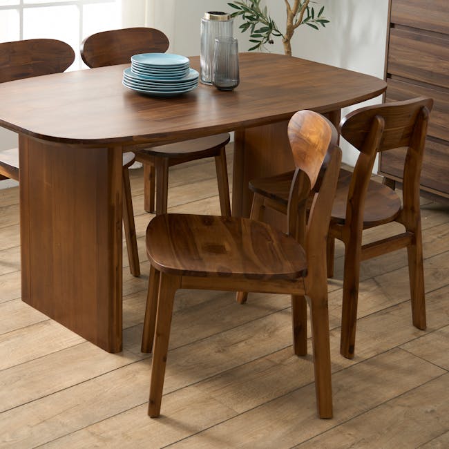 Nuvia Dining Table 1.6m with Nuvia Bench 1.5m and 2 Nuvia Dining Chairs - 5
