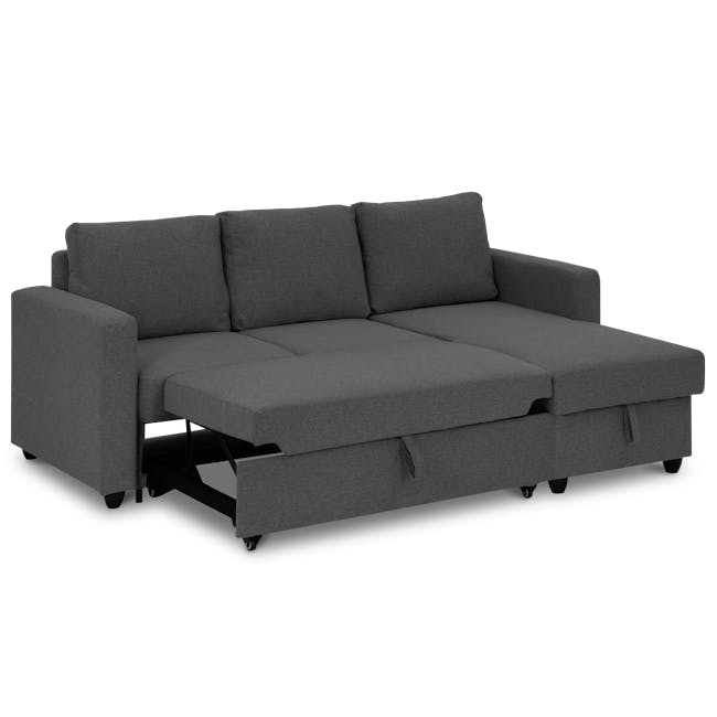 Mia L-Shaped Storage Sofa Bed -  Graphite - 9
