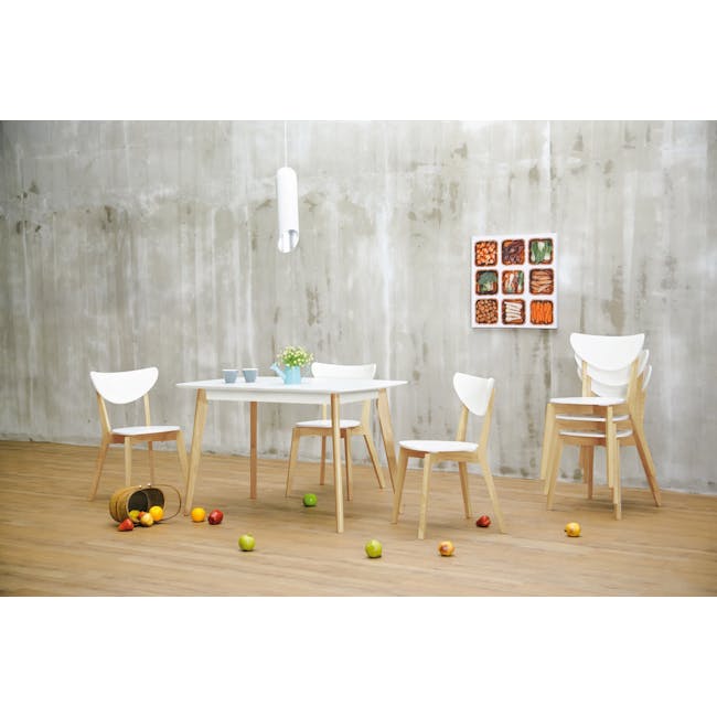 Taurine Extendable Dining Table 0.75m-1.15m in Natural with 2 Harold Dining Chairs in White - 30