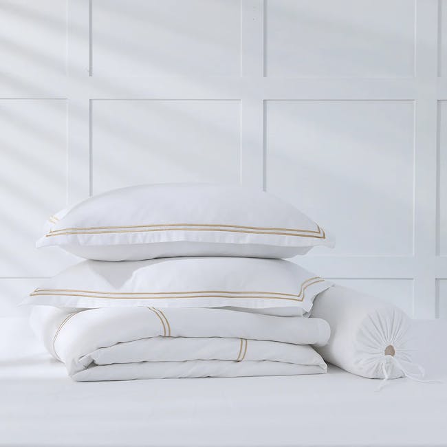 Robinsons Royale 1000TC Embroidered Bed Sheet Set Hotel Collection - Gold (2 Sizes) - 5