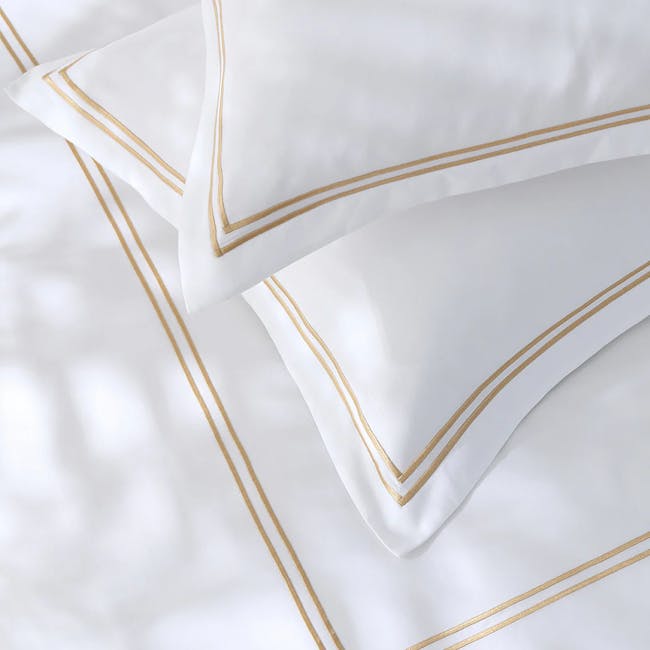 Robinsons Royale 1000TC Embroidered Bed Sheet Set Hotel Collection - Gold (2 Sizes) - 2