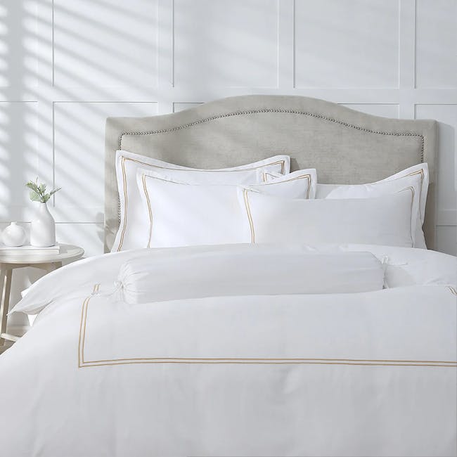 Robinsons Royale 1000TC Embroidered Bed Sheet Set Hotel Collection - Gold (2 Sizes) - 1