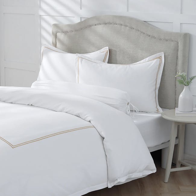 Robinsons Royale 1000TC Embroidered Bed Sheet Set Hotel Collection - Gold (2 Sizes) - 4