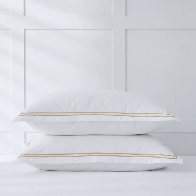 Robinsons Royale 1000TC Embroidered Bed Sheet Set Hotel Collection - Gold (2 Sizes) - 6