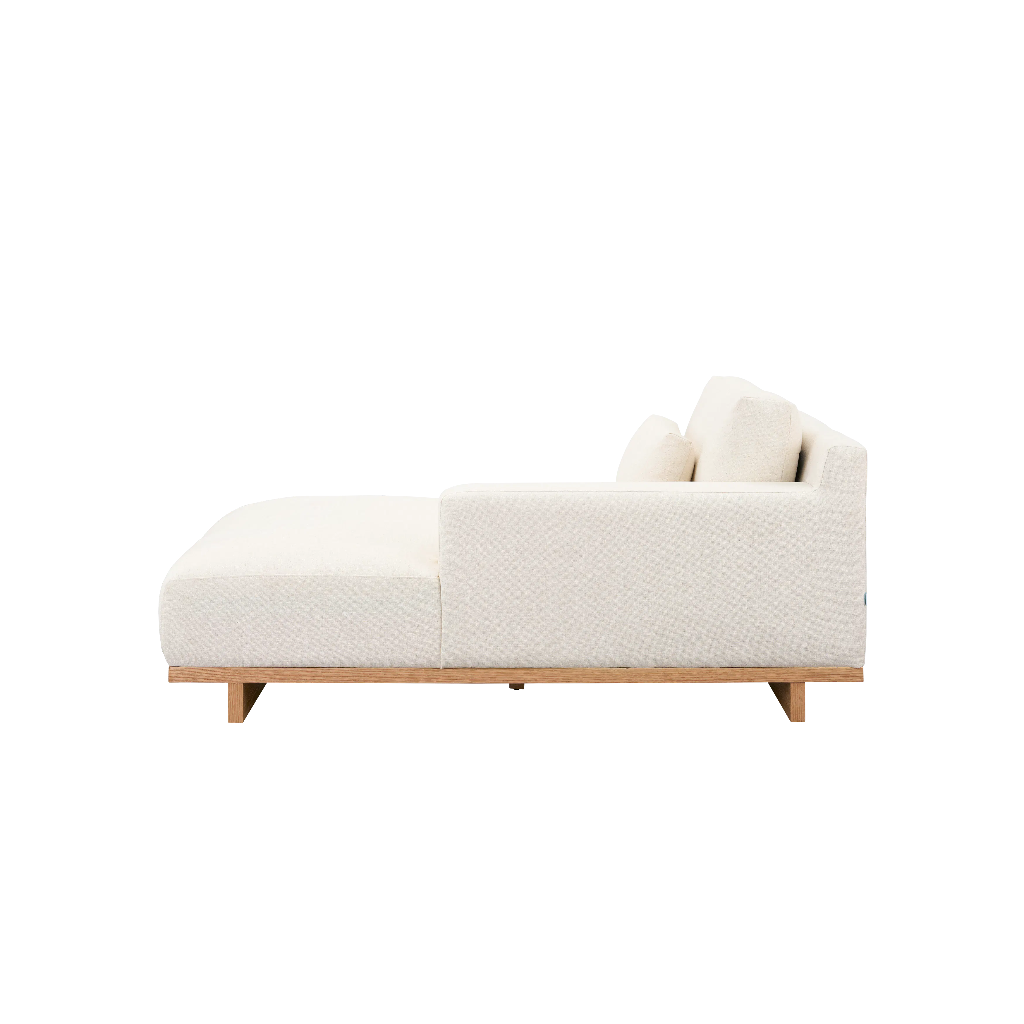 Miu L-Shaped Lounge Sofa - 27 - Modern minimalist sofa, light beige fabric, wooden legs, soft cushions, clean lines